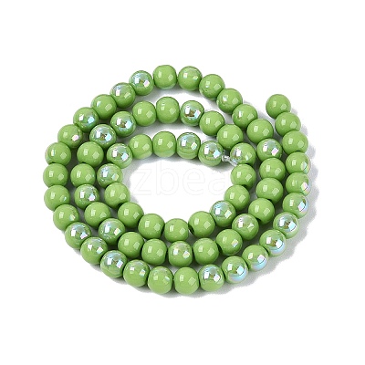 Electroplate Opaque Glass Beads Strands EGLA-Q132-6MM-01C-16-1