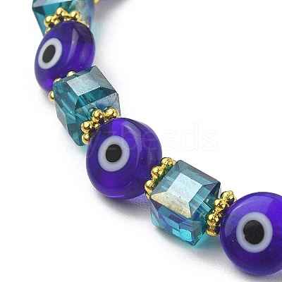 5Pcs 5 Style Natural Lapis Lazuli & Lampwork Evil Eye & Seed Beaded Stretch Bracelets Set BJEW-JB09616-01-1