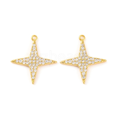 Brass Micro Pave Clear Cubic Zirconia Pendants KK-U017-10C-G-1