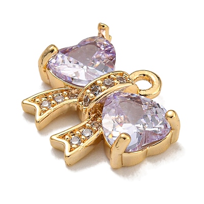 Brass Micro Pave Cubic Zirconia Charms KK-U037-18G-02-1
