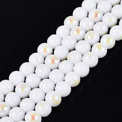 Electroplate Opaque Glass Beads Strands EGLA-Q132-6MM-01C-01-1