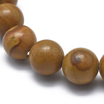 Natural Wood Lace Stone Bead Stretch Bracelets BJEW-K212-A-041-1
