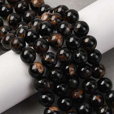 Natural Black Tourmaline Beads Strands G-F666-05A-8mm-1