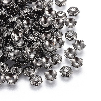 6-Petal Tibetan Style Alloy Flower Bead Caps TIBE-S220-B-RS-1