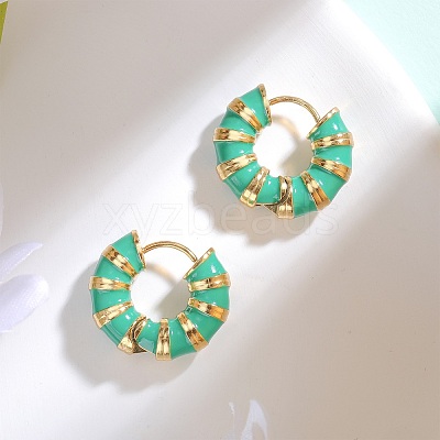 Enamel Striped Thick Hoop Earrings JE1110C-1