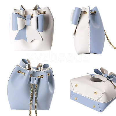 DIY Imitation Leather Knitting Crochet Bowknot Bucket Bags GN-TAC0001-06A-1