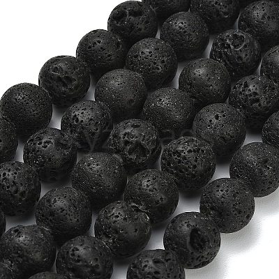 Natural Lava Rock Round Beads Strands G-M169-16mm-03-1
