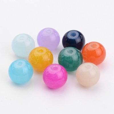 Imitation Jade Glass Round Beads X-GLAA-A022C-8mm-M-1