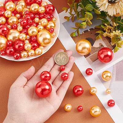 Gradient Round ABS Plastic Imitation Pearl No Hole Beads FIND-PH0007-81-1