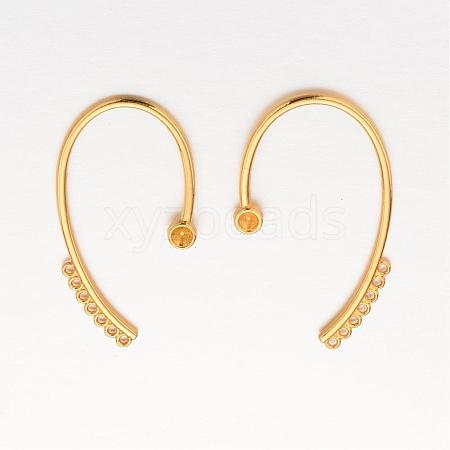 Alloy Cuff Earring Rhinestone Settings KK-M173-02G-1