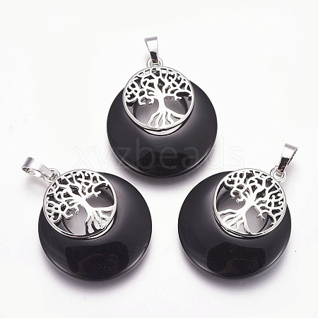 Synthetic Black Stone Pendants G-F573-C08-1