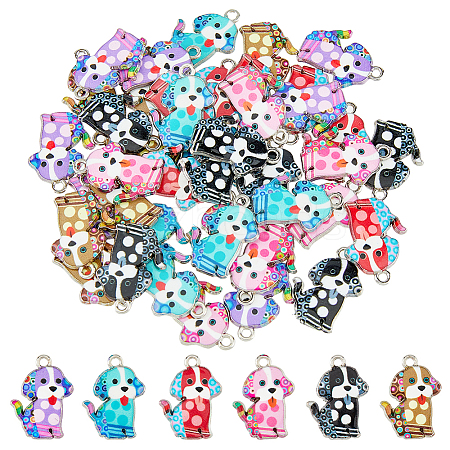 DICOSMETIC 48Pcs 6 Colors Alloy Enamel Pandants ENAM-DC0001-46-1