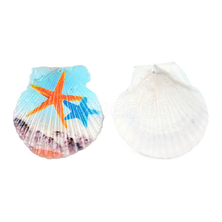 Printed Natural Freshwater Shell Big Pendants SHEL-N032-235-03-1