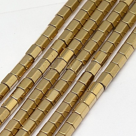 Electroplate Non-magnetic Synthetic Hematite Beads Strands G-J166-3x3mm-03-1