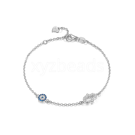 S925 Silver Devil Eye Bracelet with Full Diamond Eyes Series AK1290-8-1