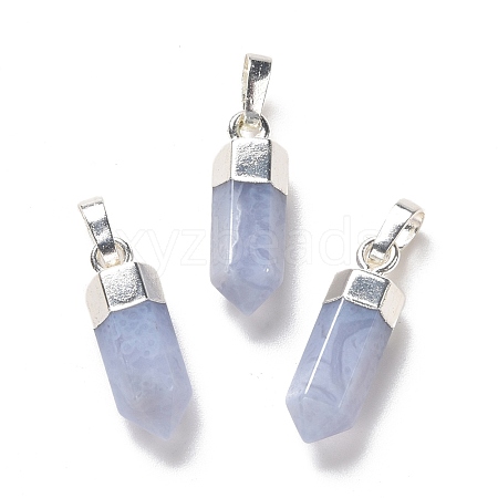 Natural Blue Lace Agate Pendants X-G-G737-08G-S-1