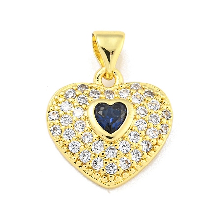 Heart Rack Plating Brass Micro Pave Cubic Zirconia Charms KK-Z053-17G-05-1