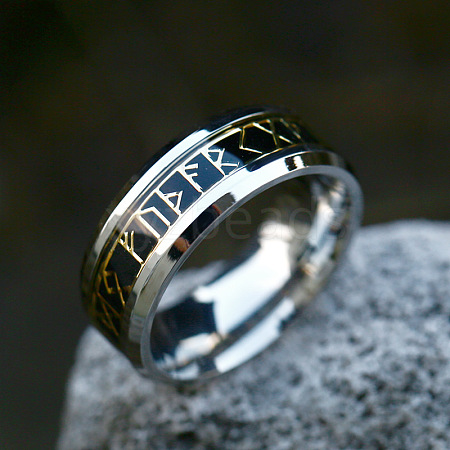 Titanium Steel  Words Finger Rings FIND-PW0020-12B-P-1