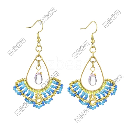 Handmade Glass Seed Beads Dangle Earrings EJEW-FS00077-1
