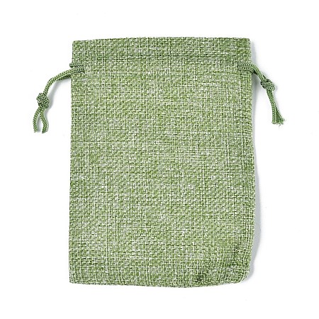 Polyester Imitation Burlap Packing Pouches Drawstring Bags X-ABAG-R005-14x10-02-1