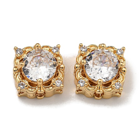 Brass Micro Pave Cubic Zirconia Beads KK-U037-06G-02-1