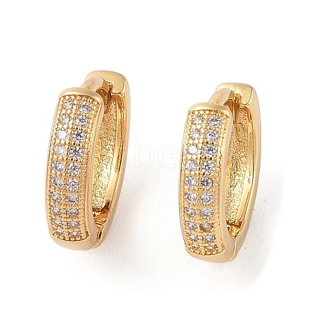 Rack Plating Brass Micro Pave Clear Cubic Zirconia Hoop Earrings for Women EJEW-G394-08B-G-1