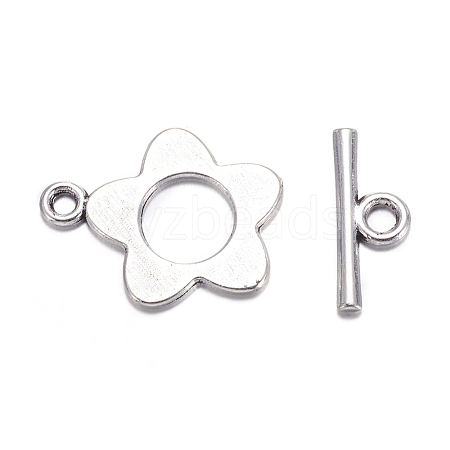 Flower Tibetan Style Alloy Toggle Clasps A0977Y-1