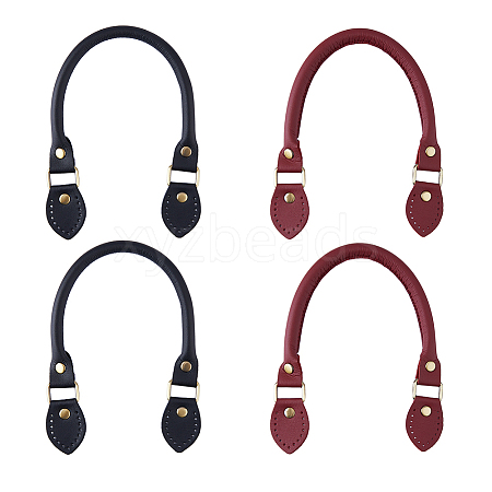 HOBBIESAY 2 Pairs 2 Colors Leaf End Microfiber Leather Sew on Bag Handles FIND-HY0002-32-1