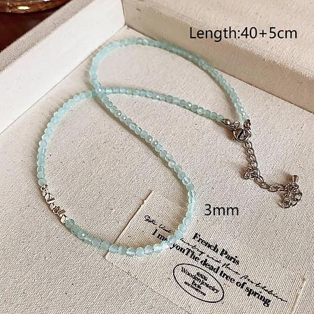 Natural Amazonite Round Beaded Necklaces for Women PB7949-1-1
