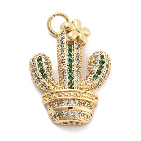 Rack Plating Brass Micro Pave Cubic Zirconia Pendants KK-H449-69G-RS-1