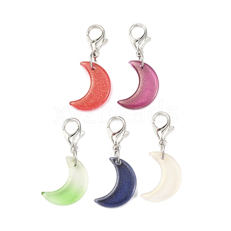Glass Moon Pendant Decorations HJEW-JM04367-02-SS-1