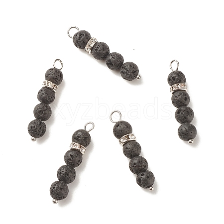 Round Natural Lava Rock Pendants PALLOY-JF01515-1