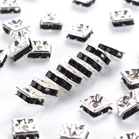 Brass Rhinestone Spacer Beads RSB072-04S-1