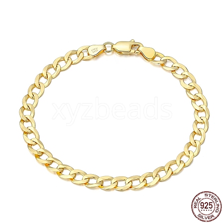 925 Sterling Silver Curb Chain Bracelets BJEW-I314-007B-G-1