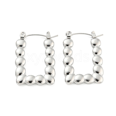 Non-Tarnish Rectangle Bubble 304 Stainless Steel Hoop Earrings for Women EJEW-C067-09P-1