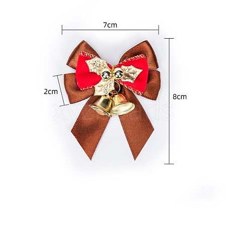 Polyester & Plastic Christmas Bowknot with Bells PW-WG04DED-04-1