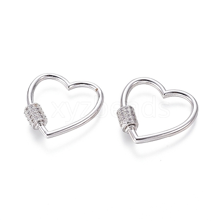 Brass Micro Pave Cubic Zirconia Screw Carabiner Lock Charms ZIRC-I031-12P-1