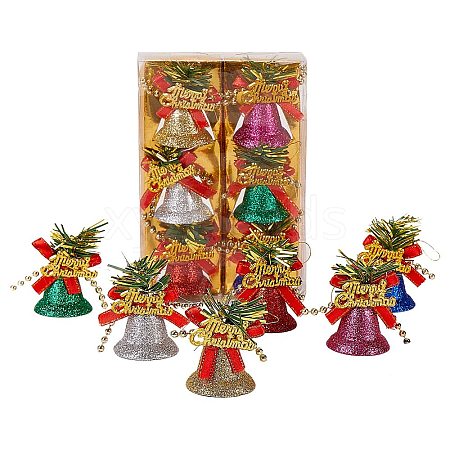 2 Sets 12Pcs Plastic Merry Christmas Bell Pendant Decorations sgHJEW-SZ0001-03-1