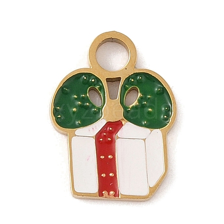 Christmas Theme Ion Plating(IP) 304 Stainless Steel Enamel Charms STAS-Z083-08G-06-1