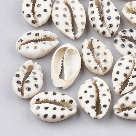 Printed Cowrie Shell Beads X-SHEL-S274-02F-1