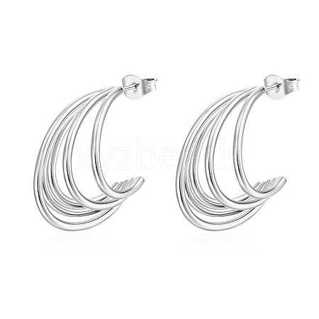 Stainless Steel Stud Earrings PW-WG789EE-02-1