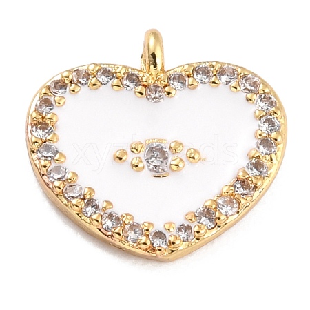 Golden Plated Brass Micro Pave Clear Cubic Zirconia Charms ZIRC-L097-033B-G-1