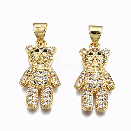 Brass Micro Pave Clear Cubic Zirconia Pendants ZIRC-S067-041-NR-1