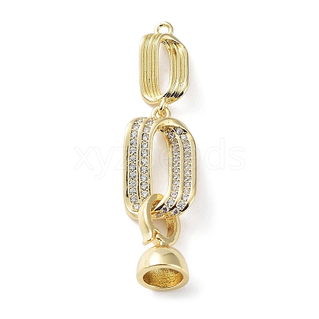 Rack Plating Brass Micro Pave Clear Cubic Zirconia Fold Over Clasps KK-M265-06G-1