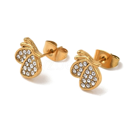 304 Stainless Steel Crystal Rhinestone Stud Earrings for Women EJEW-C094-01A-G-1