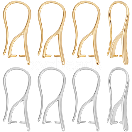 32Pcs 2 Styles Brass Earring Hooks KK-BBC0014-12-1
