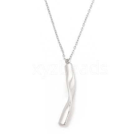 304 Stainless Steel Twist Stick Pendant Cable Chain Necklaces NJEW-H044-08P-1