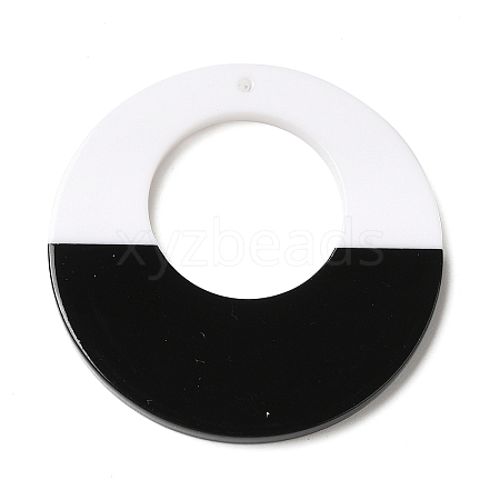 Black and White stitching Acrylic Pendants OACR-S143-01A-1