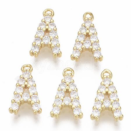 Brass Micro Pave Cubic Zirconia Charms X-KK-T060-05-A-G-NF-1