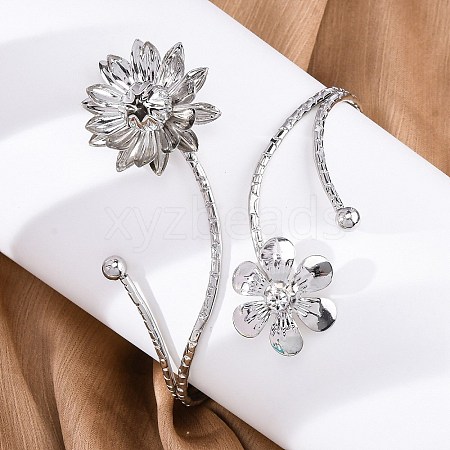 Lotus Alloy Arm Cuff Bangles for Girl Women LS-AJEW-A063-01D-P-1